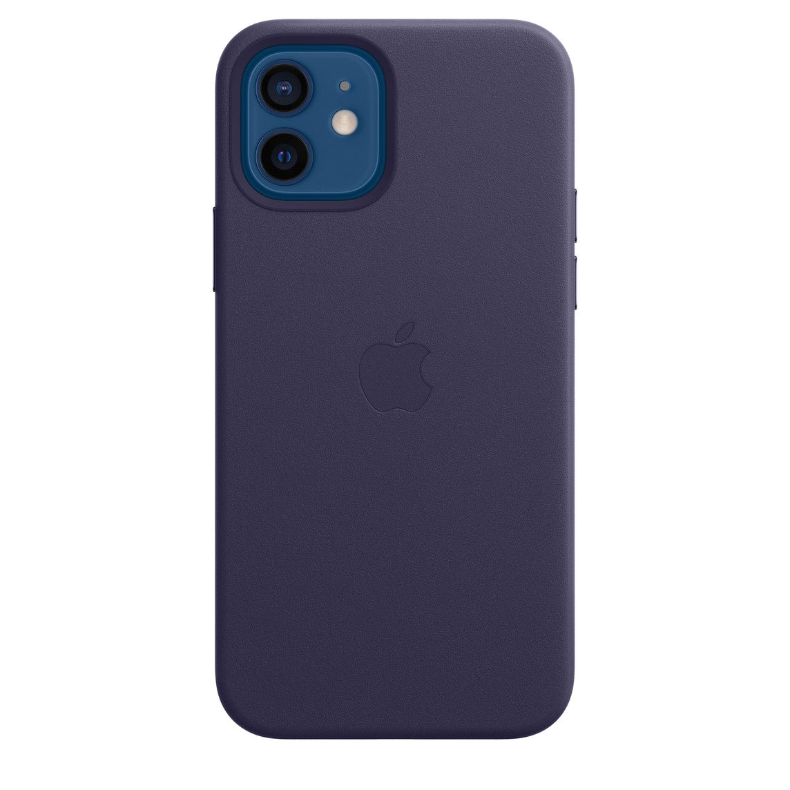 iPhone 12 128GB Blau mit Apple iPhone 12 | 12 Pro Leder Case  mit Apple MagSafe - Dunkelviolett