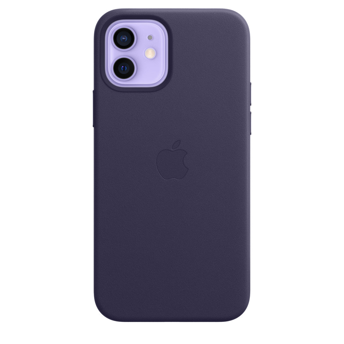 iPhone 12 128GB Violett mit Apple iPhone 12 | 12 Pro Leder Case  mit Apple MagSafe - Dunkelviolett