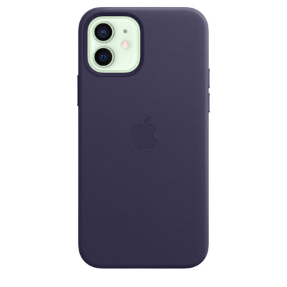 iPhone 12 128GB Grün mit Apple iPhone 12 | 12 Pro Leder Case  mit Apple MagSafe - Dunkelviolett