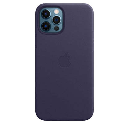 iPhone 12 Pro 128GB Pazifikblau mit Apple iPhone 12 | 12 Pro Leder Case mit MagSafe - Dunkelviolett