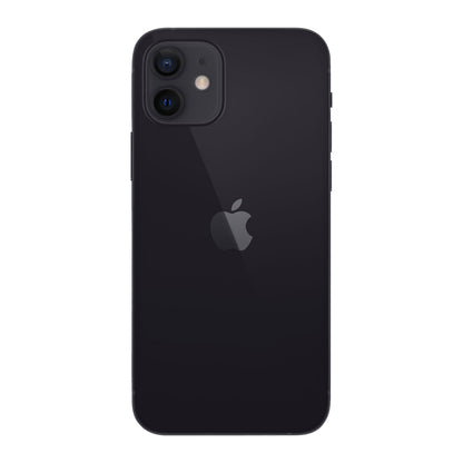 iPhone 12 64GB Schwarz mit Apple iPhone 12 | 12 Pro Leder Case  mit Apple MagSafe - Dunkelviolett